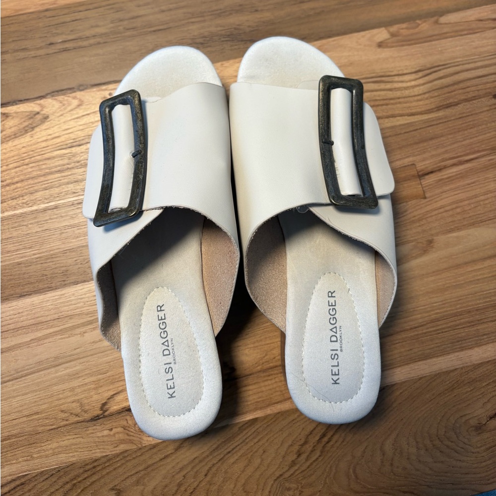 Kelsi Dagger Women's Platform Slide Sandals in White Wash - 8